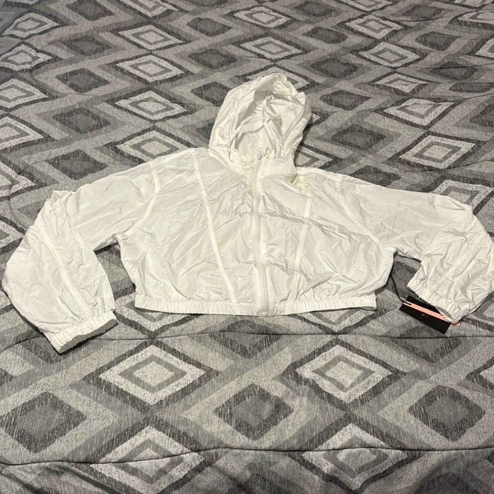 Iris Los Angeles Nylon White Windbreaker Raincoat Zipper Jacket